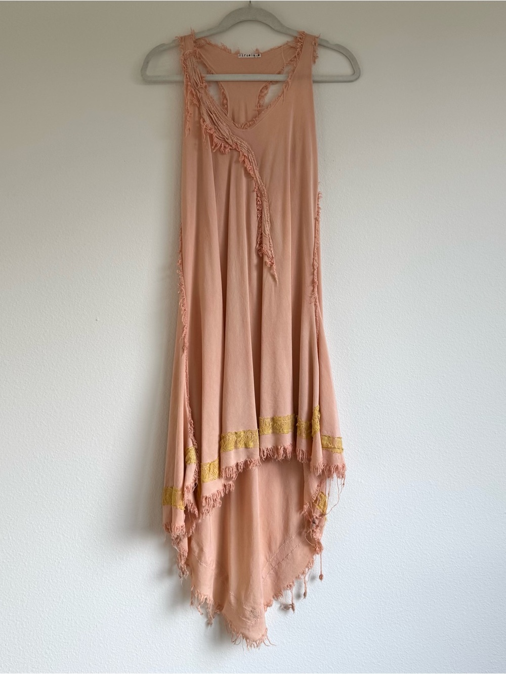 Siruela Midi Dress Asymmetric Frayed Hem